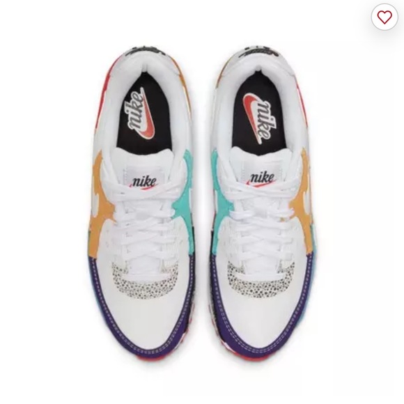 Nike Air Max 90 SE Women's Sneakers White/Light Curry/Habanero Red - Picture 3 of 3